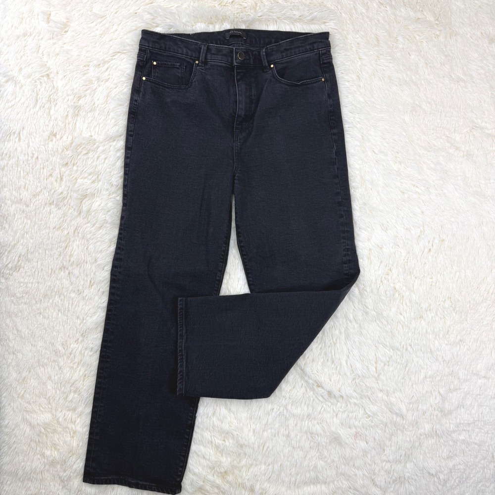Ann Taylor Straight Jeans Womens 12 Black High Rise Denim Classic Capsule